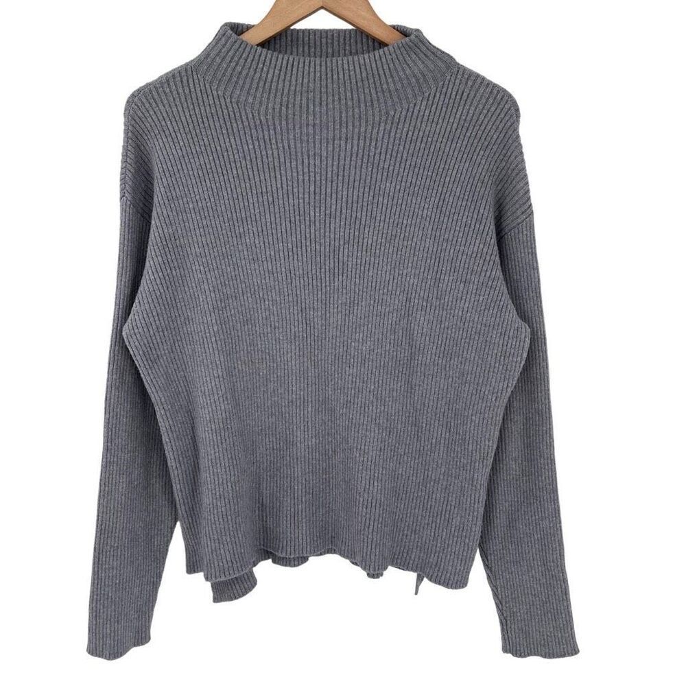 VICI‎ Mock Neck Ribbed Long Sleeve Sweater Relaxed Fit Women Small Grey SW7417B